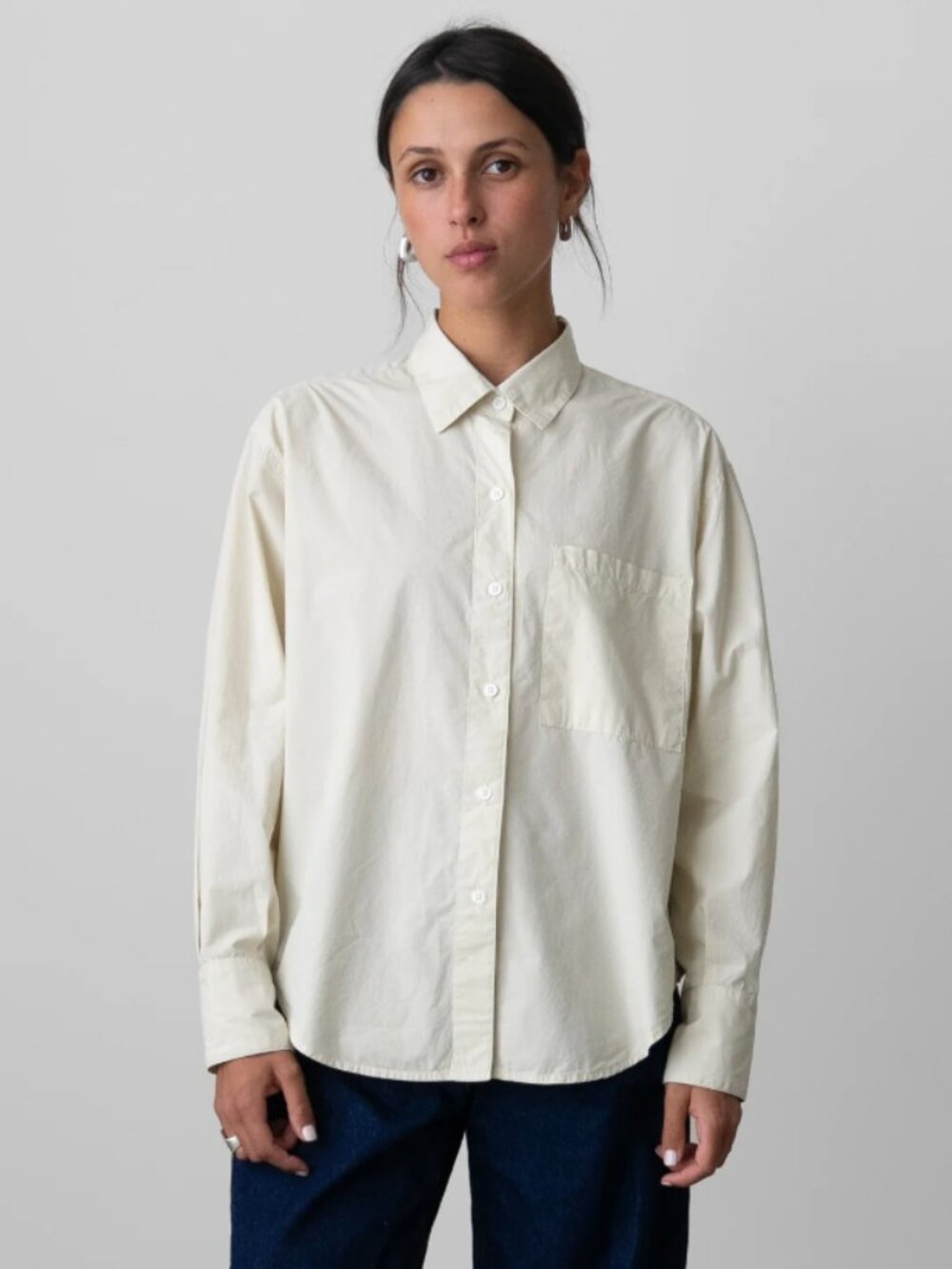 Waltz Oversized Button-Up Shirt in Parchment